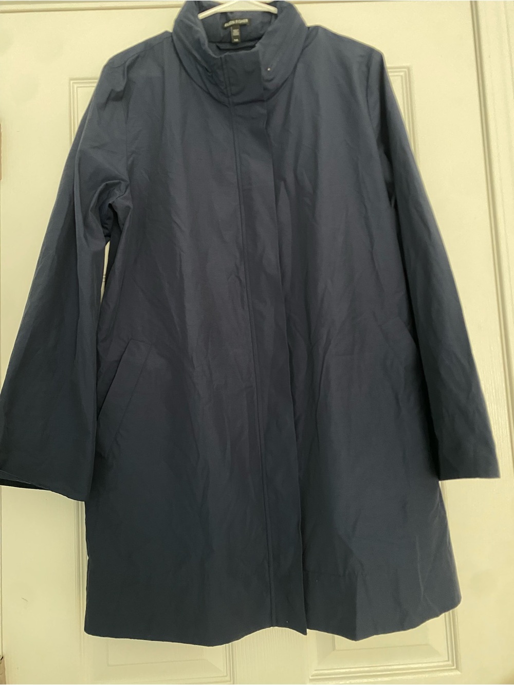 Eileen Fisher Cotton Nylon Stand Up Collar Coat L